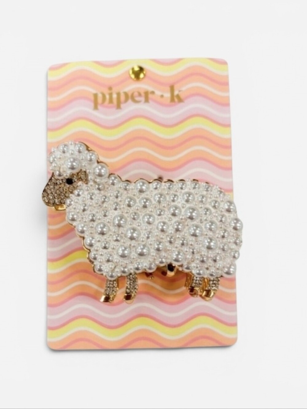 🐑▪️Piper K▪️ White Pearl Sheep Metal Claw Clip - Picture 5 of 5